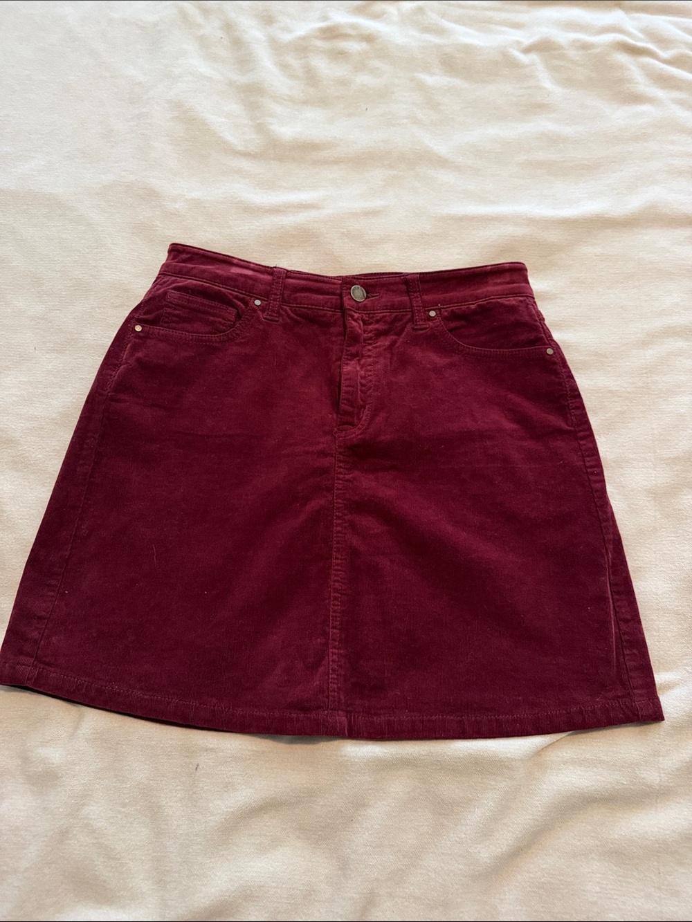 Market & Spruce Wine Corduroy A-Line Skirt